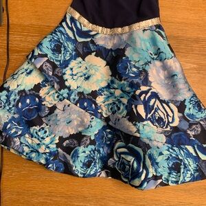 Floral Blue and Black Dress